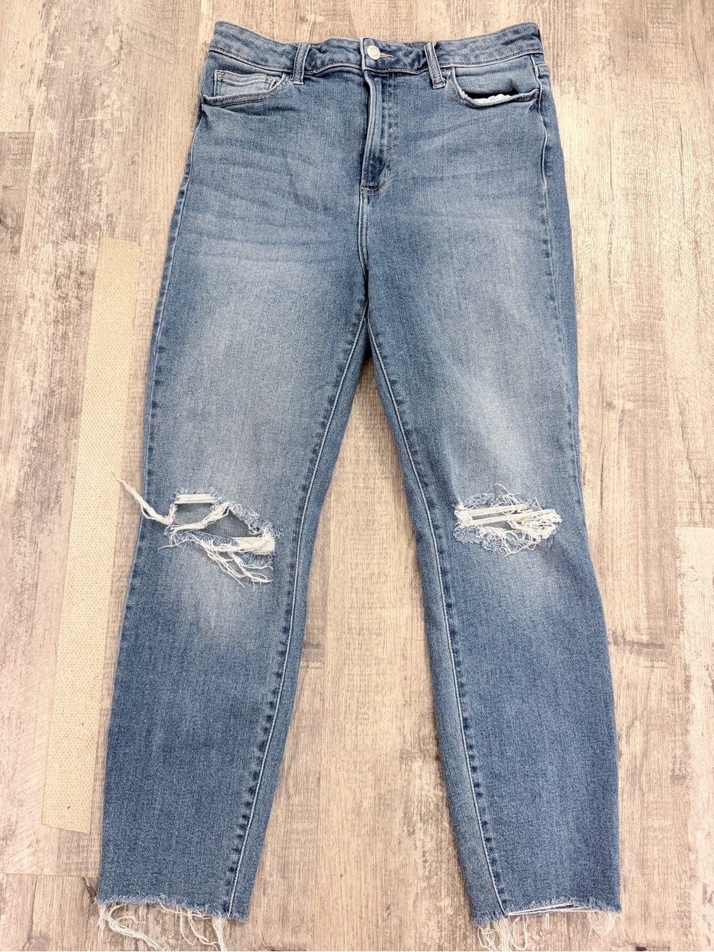 CELLO Women’s Skinny Distressed Medium Blue Jeans
